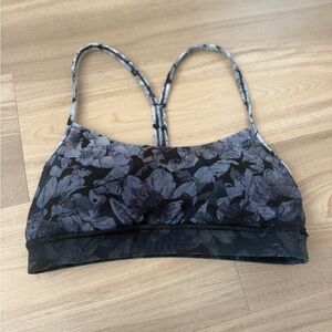 Lululemon Athletica Black and Indigo Floral Sports Bra 4
